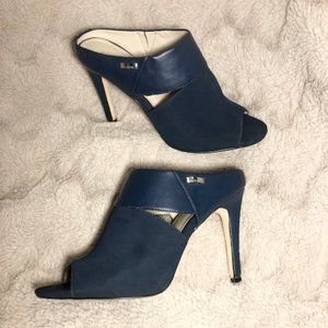 Blue Leather Calvin Klein Open Back Sachet Mules Size 8.5